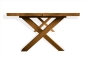 Preview: Küchentisch Esstisch 2-Bretter Massivholz Eiche Massiv 40mm mit großem X Tischgestell klar lackiert